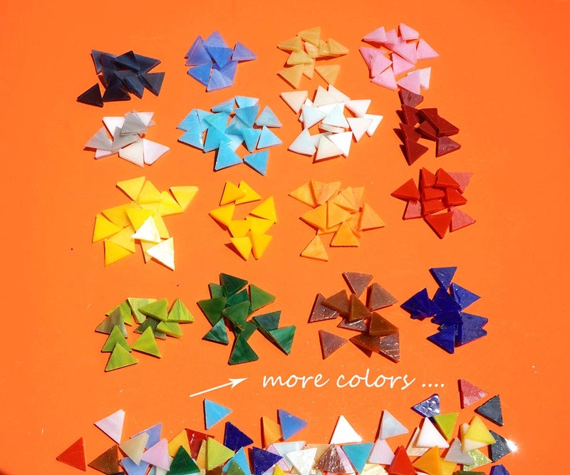 Lanyani 800 Pieces Triangle Mosaic Tiles Stained Glass 5/8 inch- Assorted Colors for Art Craft and Home Decorations - 500g/1.1lb -Opaque-1.1 pounds - Image 4